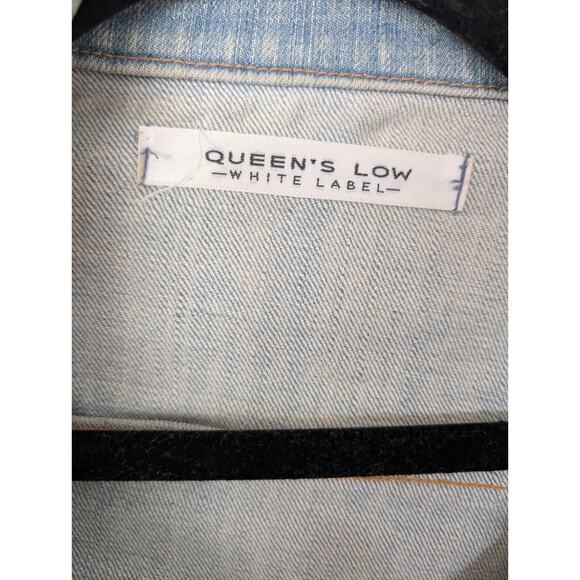 Distressed Denim Y2K Jacket. Queens White Label Sz Sm./Med. Trucker, Grunge. - Picture 2 of 10
